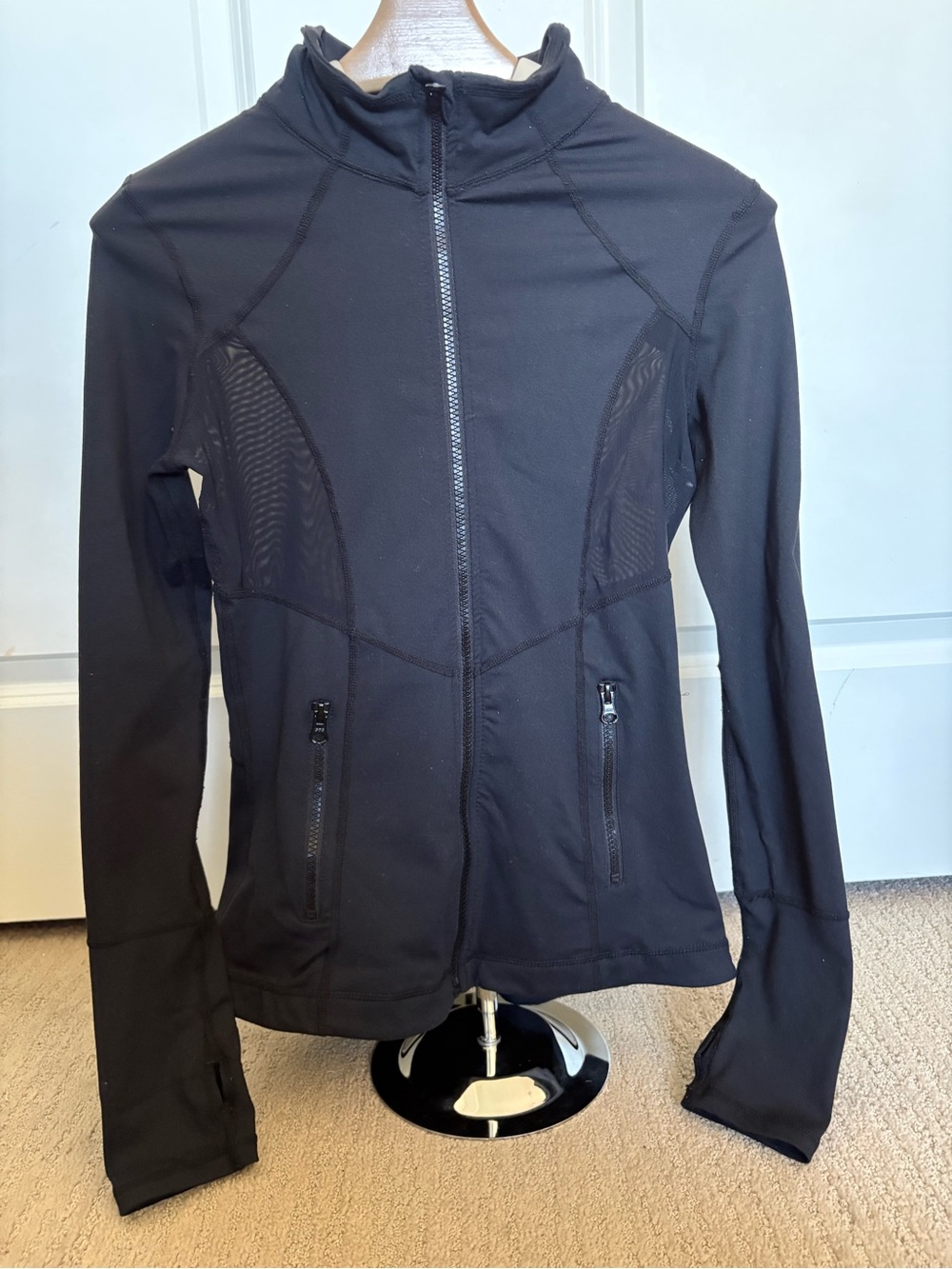 Natalie Dancewear Black Zip-Up Utility Jacket with Mesh Panels